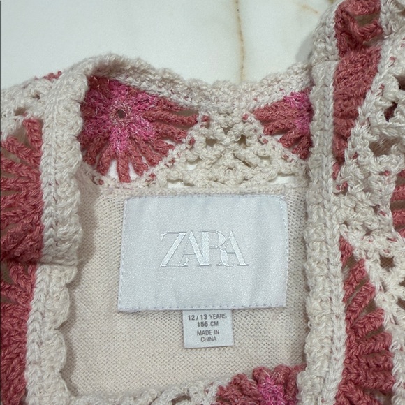 Zara Pink and Cream Crochet Tank Top - Picture 3 of 4